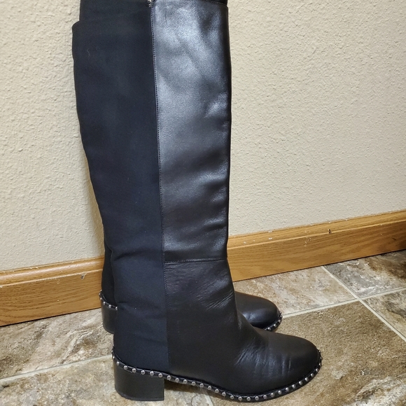 NIB Adrianna Papell Studded Phoebe High Boots Leather - Picture 4 of 7